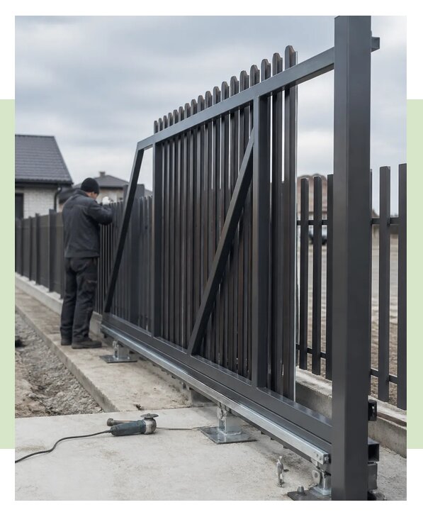 Откатные ворота из евроштакетника с монтажом в Белгороде